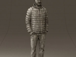 man with beard in dark blue jacket 0601 3D Model