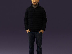 man with beard in dark blue jacket 0601 3d print ready Modèles 3D en vedette