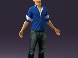 man inblessed pose in blue 0602 3D 모델