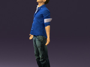 man inblessed pose in blue 0602 Modelo 3D