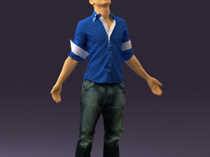 man inblessed pose in blue 0602 3d print ready 3D Print Model
