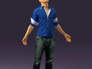 Mann in gesegneter Pose in Blau 0602 3D-Druck bereit 3D Druckmodell