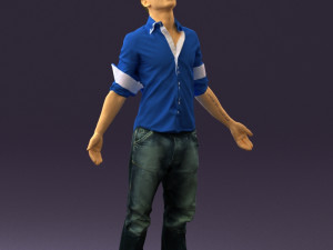 man inblessed pose in blue 0602 3d print ready 3D-printmodel