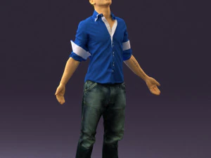man inblessed pose in blue 0602 3d print ready 3D Print Model