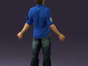 man inblessed pose in blue 0602 3d print ready 3D-printmodel