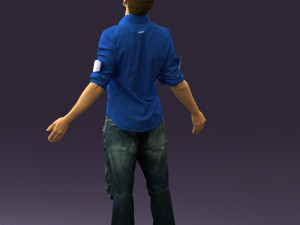 man inblessed pose in blue 0602 3d print ready 3D-printmodel