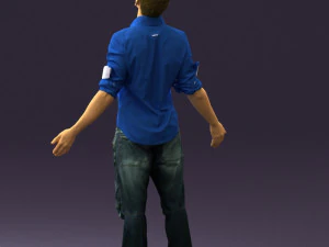 man inblessed pose in blue 0602 3d print ready 3D Print Model