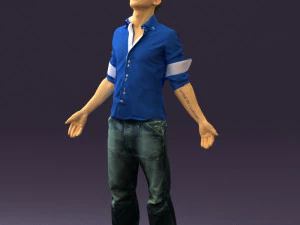man inblessed pose in blue 0602 3d print ready 3D Print Model