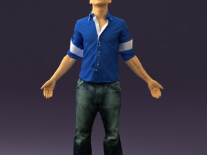 man inblessed pose in blue 0602 3d print ready 3D-printmodel