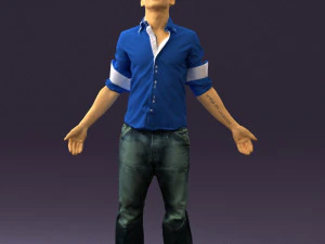 man inblessed pose in blue 0602 3d print ready 3D Print Model