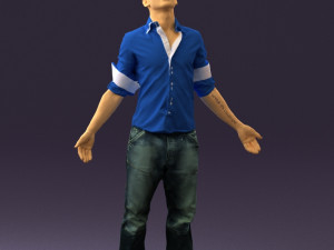 man inblessed pose in blue 0602 3d print ready 3D-printmodel