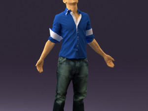 man inblessed pose in blue 0602 3d print ready 3D-printmodel