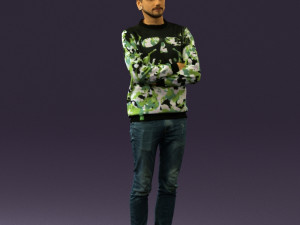 man in sweater skull camo 0692 3D 모델