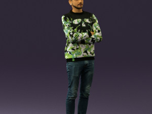 man in sweater skull camo 0692 Model 3D