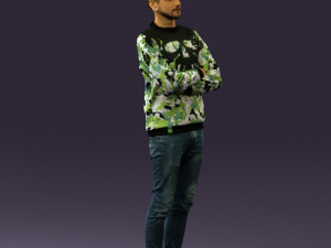 man in sweater skull camo 0692 Model 3D
