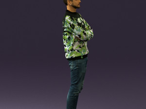 man in sweater skull camo 0692 Model 3D