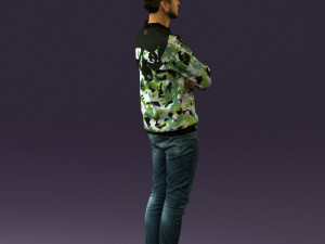 man in sweater skull camo 0692 Model 3D