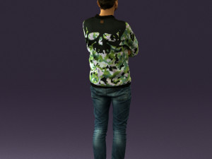 man in sweater skull camo 0692 Model 3D