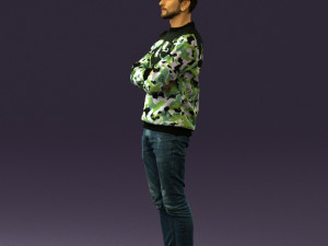 man in sweater skull camo 0692 Model 3D