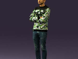 man in sweater skull camo 0692 Model 3D