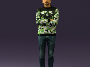 man in sweater skull camo 0692 Model 3D