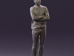 man in sweater skull camo 0692 Model 3D