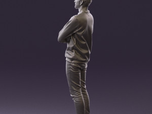 man in sweater skull camo 0692 Model 3D
