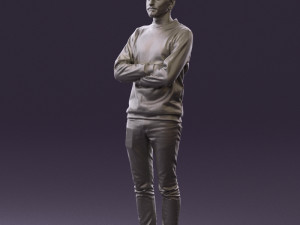 man in sweater skull camo 0692 Model 3D