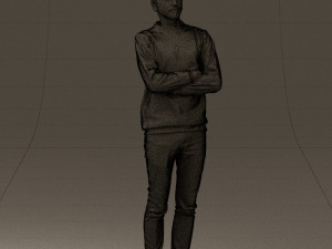 man in sweater skull camo 0692 Model 3D