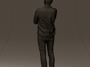 man in sweater skull camo 0692 Model 3D