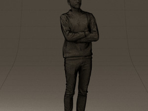 man in sweater skull camo 0692 Model 3D