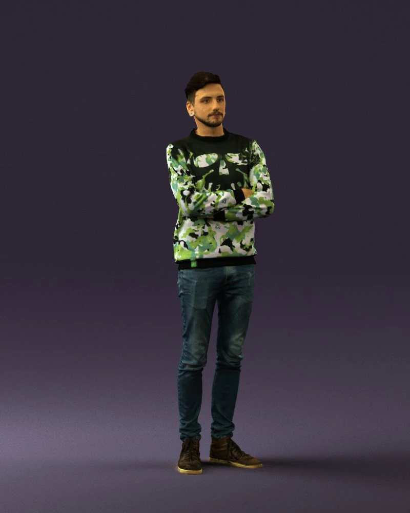 man in sweater skull camo 0692 3d print ready 3D Print Model .c4d .max .obj .3ds .fbx .stl .blend 