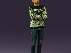 Mann im Pullover mit Totenkopf-Camouflage 0692 3D-Druck bereit 3D Druckmodell