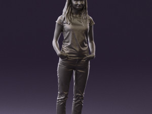 woman instripped shirt jeans 0605 Modèle 3D