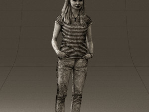 woman instripped shirt jeans 0605 Modèle 3D