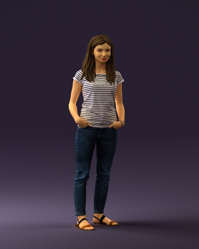 woman instripped shirt jeans 0605 3d print ready Modelo de impresión 3D .c4d .max .obj .3ds .fbx .stl .blend 