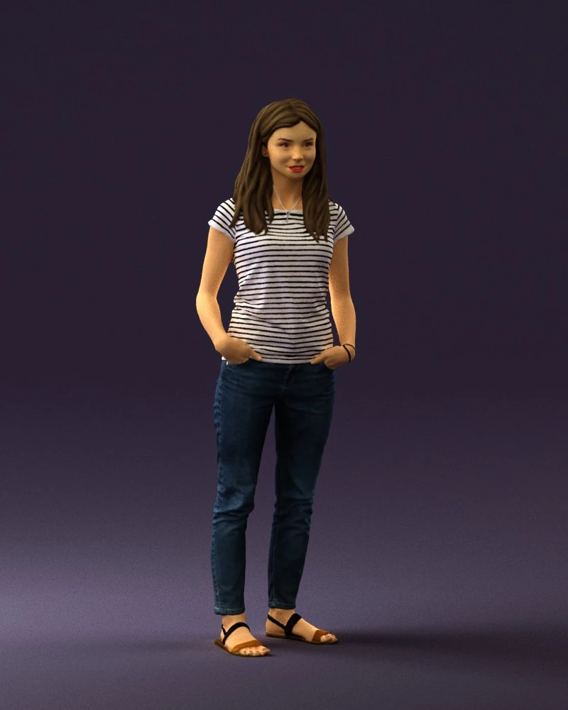 woman instripped shirt jeans 0605 3d print ready 3D Print Model .c4d .max .obj .3ds .fbx .stl .blend 