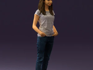 woman instripped shirt jeans 0605 3d print ready 3D Print Model