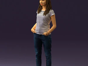 woman instripped shirt jeans 0605 3d print ready 3D Print Model