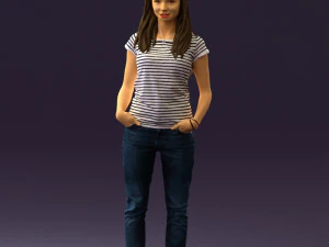 woman instripped shirt jeans 0605 3d print ready 3D Print Model