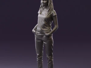 woman instripped shirt jeans 0605 3d print ready 3D Print Model