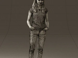woman instripped shirt jeans 0605 3d print ready 3D Print Model
