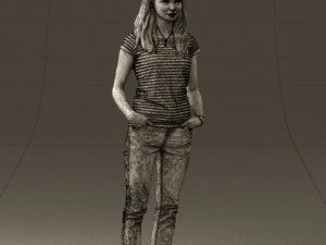 woman instripped shirt jeans 0605 3d print ready 3D Print Model