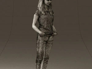 woman instripped shirt jeans 0605 3d print ready 3D Print Model
