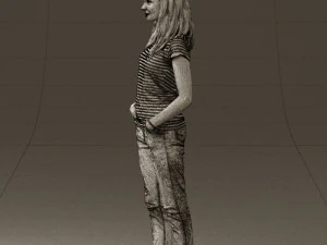 woman instripped shirt jeans 0605 3d print ready 3D Print Model