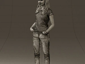 woman instripped shirt jeans 0605 3d print ready 3D Print Model