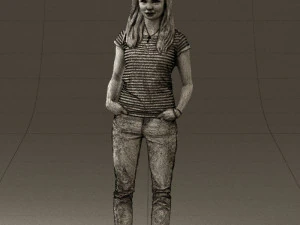 woman instripped shirt jeans 0605 3d print ready 3D Print Model