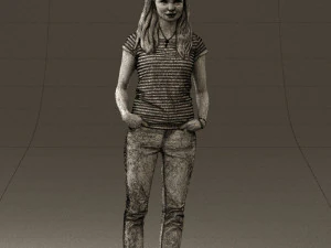 woman instripped shirt jeans 0605 3d print ready 3D Print Model