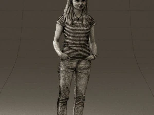 woman instripped shirt jeans 0605 3d print ready 3D Print Model