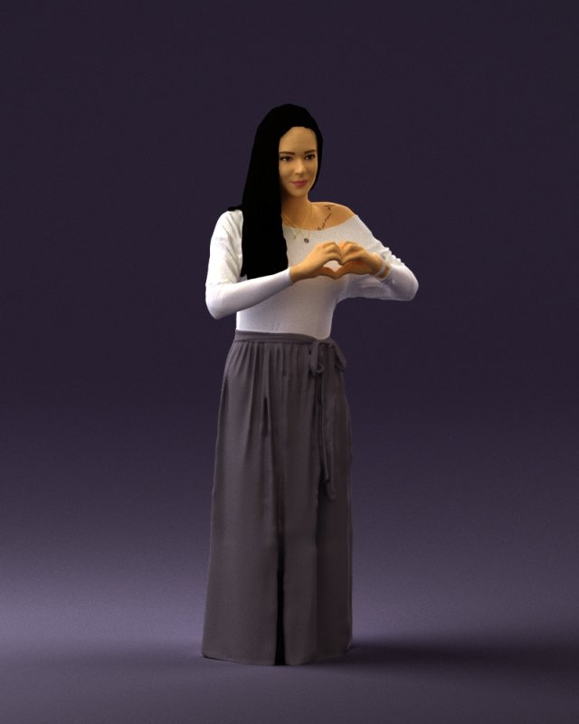 woman showing the heart 0606 3d print ready Modelo de Impressão 3D .c4d .max .obj .3ds .fbx .stl .blend 